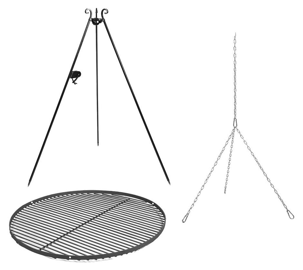 Otočný gril 180 cm - grilovací rošt ze surové oceli 70 cm + Obrázek produktu 