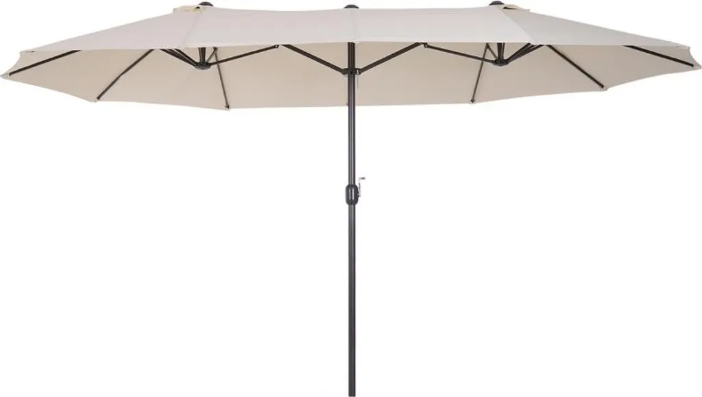 Parasol de terrasse ovale 455x270 cm beige Fortuna Lai à manivelle
