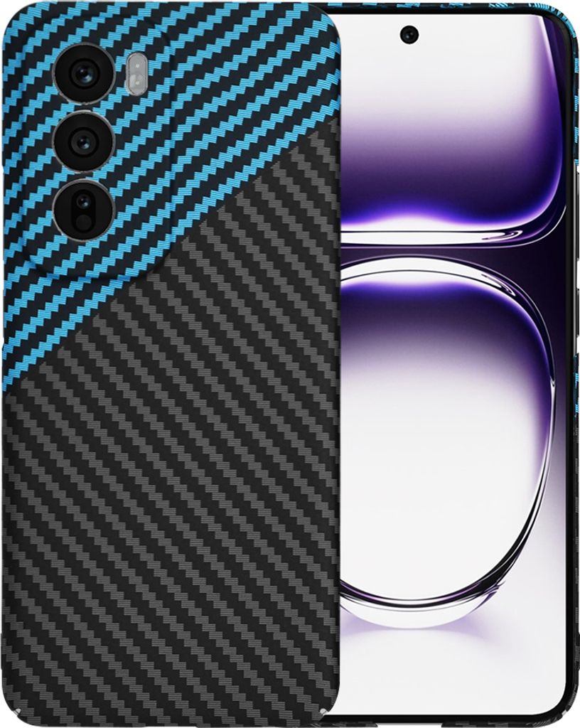 Techsuit Carbonite FiberShell Back Cover Hülle für Oppo Reno12 - Blau/Schwarz