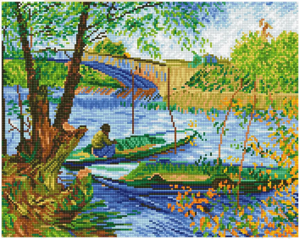 Tableau Diamant Dotz Van Gogh Pêche au printemps 50x40cm - Kit complet