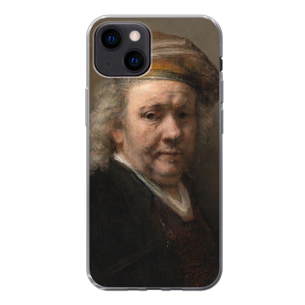 MuchoWow Handyhülle Schutzhülle Hülle für iPhone 13 mini Selbstbildnis - Gemälde von Rembrandt van Rijn Silikon Softcase Handy Hülle - Soft...