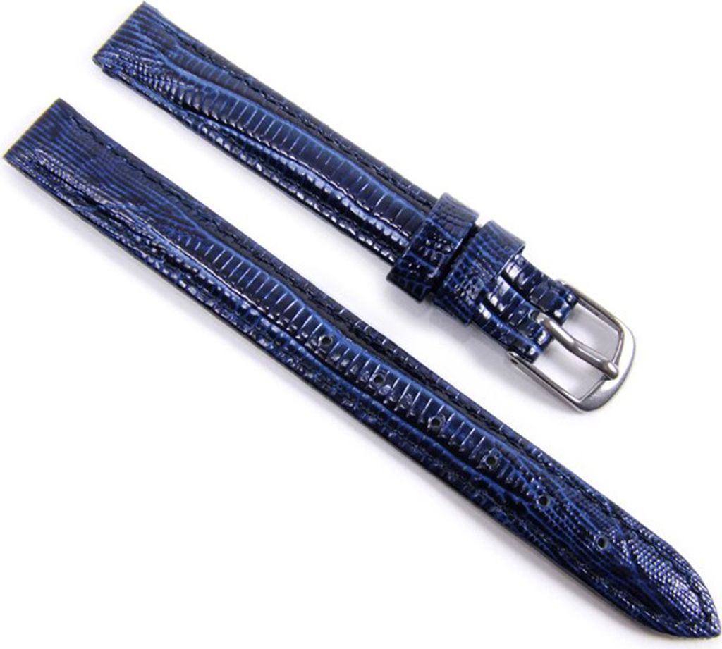 Tejuprägung Ersatzband Uhrenarmband Kalbsleder Blau 10mm 20962S