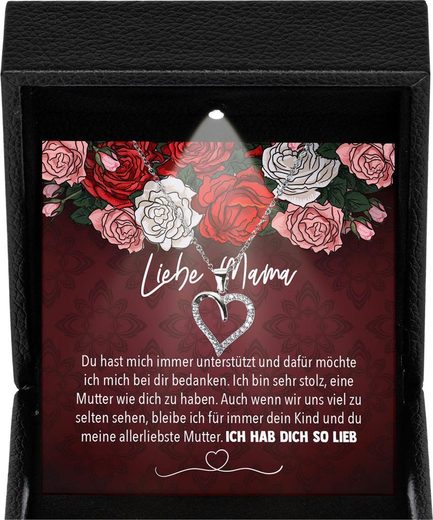22Feels Mama Geschenk Frauen Schmuck - Silber 925/000 Herz Halskette Damen - Muttertag Geburtstag Weihnachten Idee von Tochter Sohn an Mutter Elter...