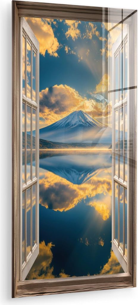 MuchoWow Glasbilder - Bilder auf Wandbild - Foto auf Glas Aussicht - Landschaft - Berge - Ansichten - Fenster 60x120 cm Wanddekoration aus Glas - A...
