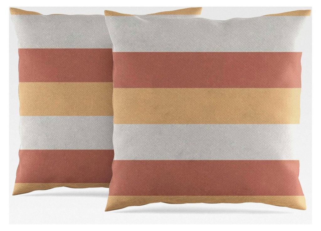 Gestreifte Kissenbezüge in Orangegrau – Modernes Kunstdesign im klassischen, minimalistischen Stil – Kontinentale Kissenbezüge in Leinenoptik...