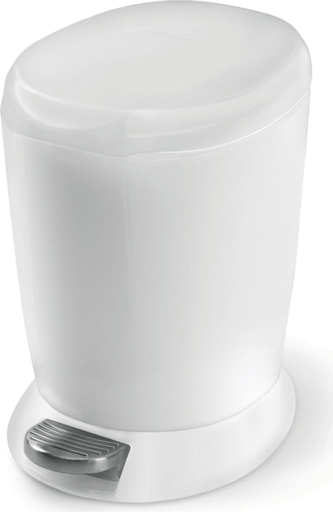 simplehuman 6 Liter runder Treteimer, weißer Kunststoff - 8,6x8,6x63,5 cm; CW1318