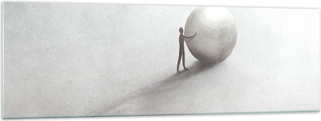 Bilder auf glas - Einteilig - Sisyphus Arbeit Symbol - 160x50cm - Glasbilder - Wandbilder - Bilder - zum Aufhängen bereit - Wanddekoration aus Gla...