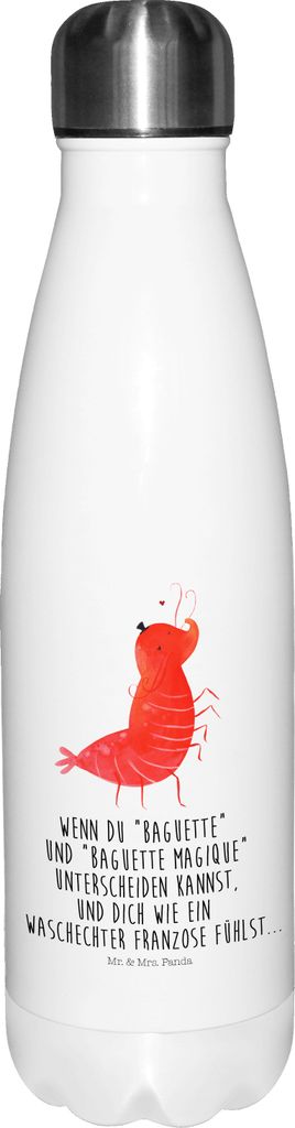 Mr. & Mrs. Panda Trinkflasche Garnele Franzose - Weiß - Geschenk, Französisch, trinkflaschen, Sportflasche, Meer, Wasserflasche, thermo, Krabbe, ...
