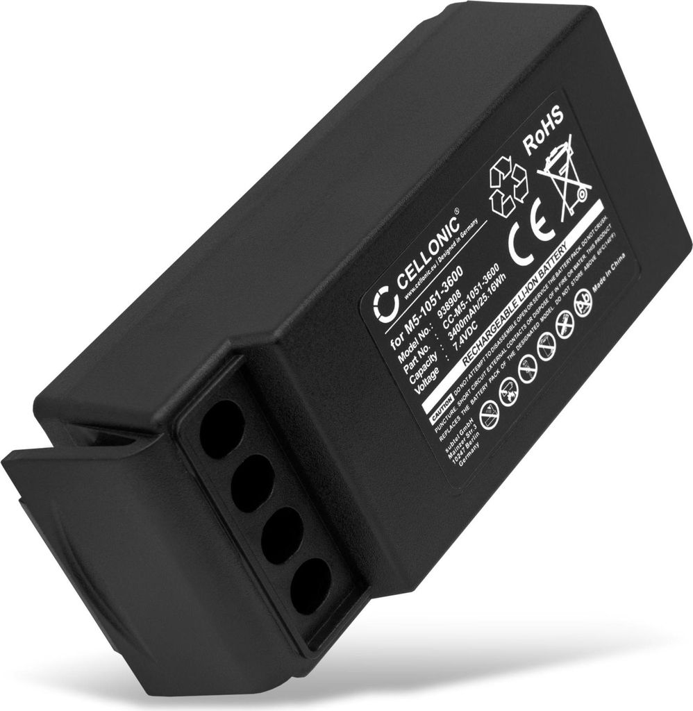 CELLONIC 1x Akku für Fernbedienung Kompatibel mit Cavotec M9-1051-3600 EX, MC-3, MC-3000, M5-1051-3600 - (3400mAh , 7.4V)