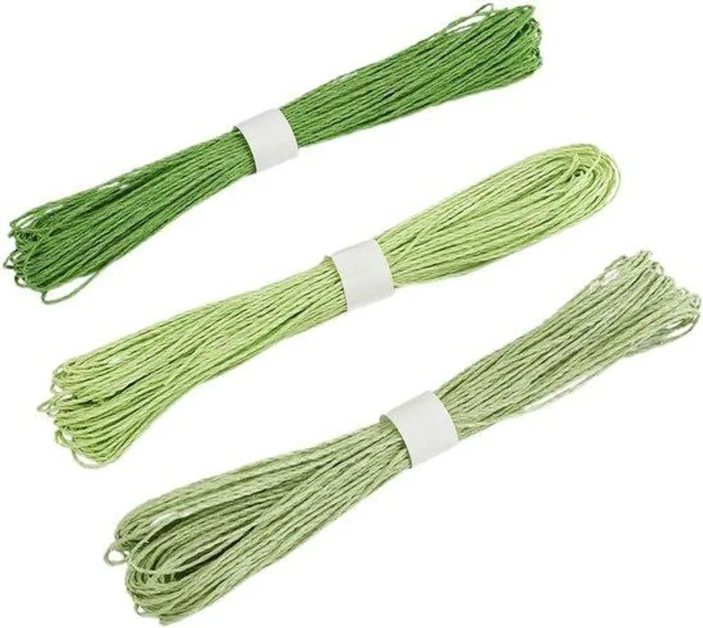 Ruban en papier tressé vert et raphia naturel pour loisirs créatifs