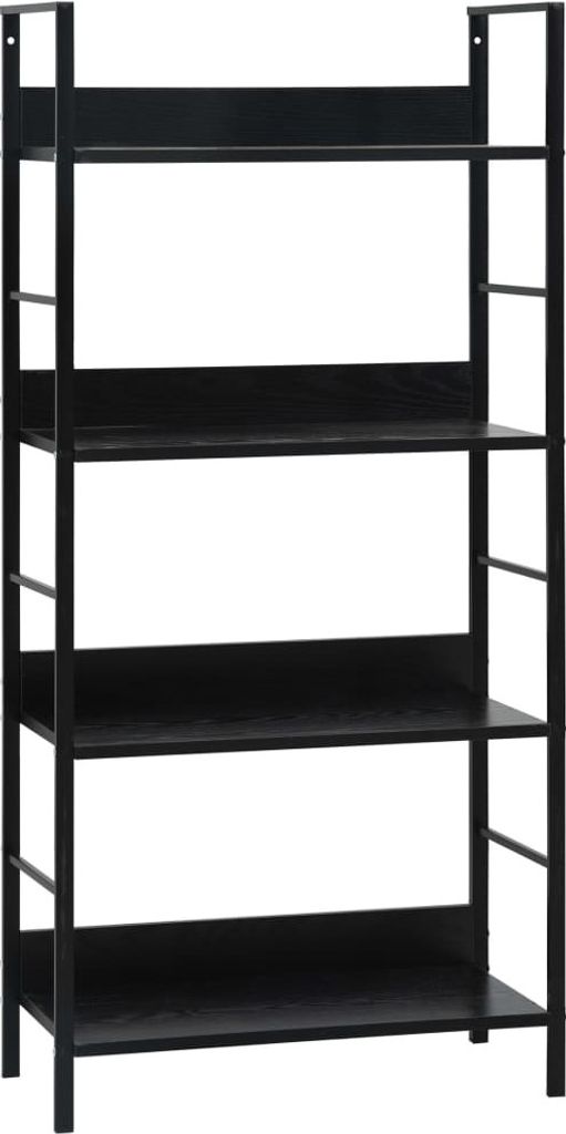 vidaXL Bücherregal 4 Regalböden Schwarz 60×27,6×124,5 cm Holzwerkstoff - Standregal - Metallregal - Bücherregal - Lagerregal