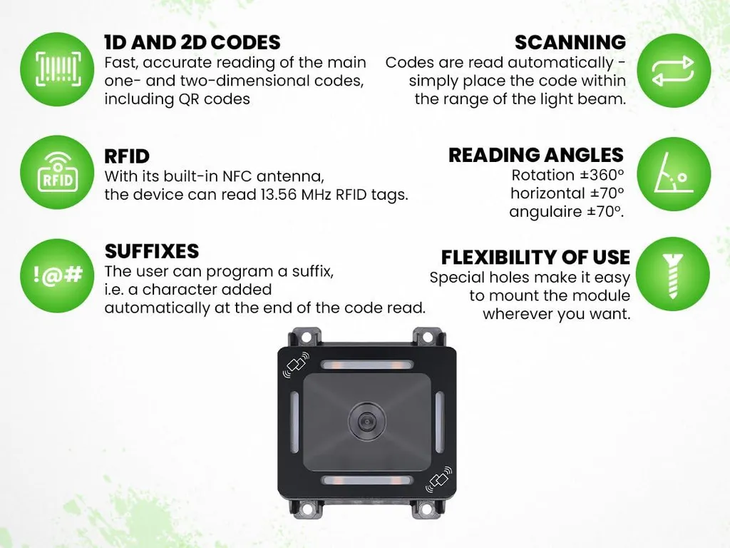 Module de lecture QR code pour borne et automate HDWR HD-SM820 1D/2D