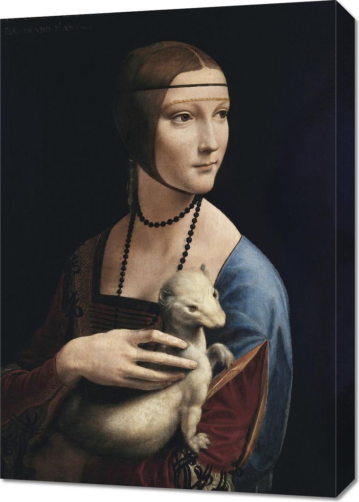 Bild 50x70cm Dame mit Wiesel, Da Vinci Vintage für das Wohnzimmer