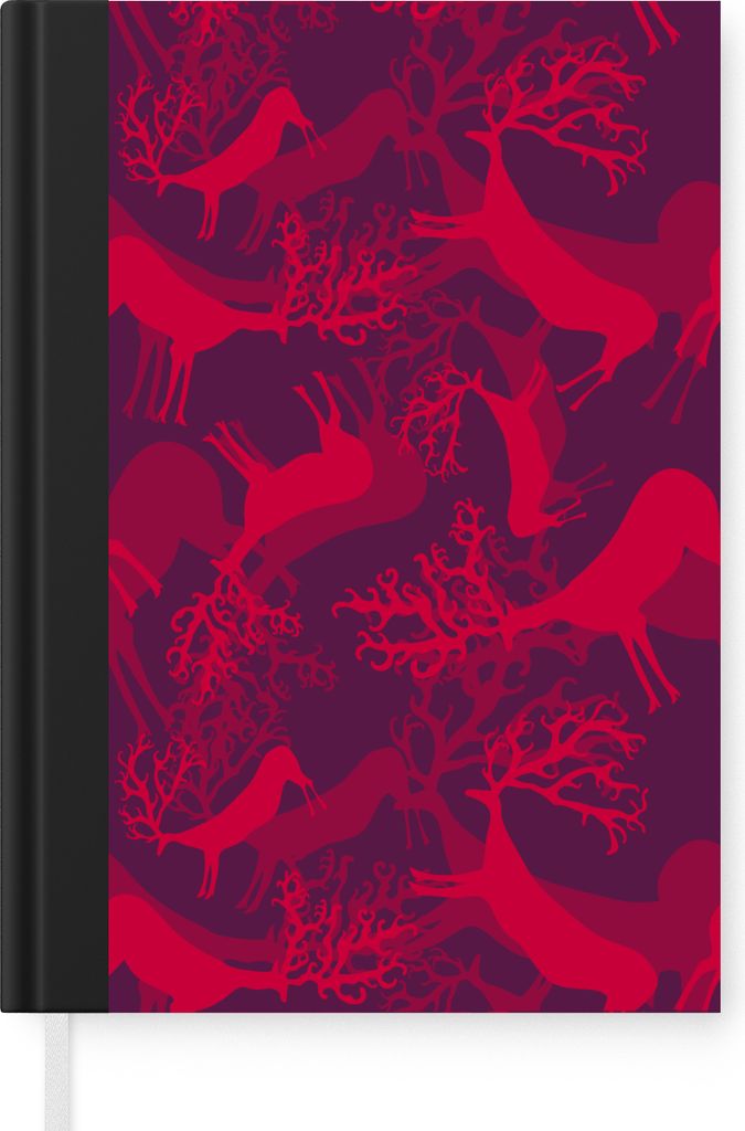 MuchoWow Notizbuch Tagebuch Haushaltsbuch Notebook A5 Hirsche - Muster - Farben - Notizblock - Notizheft - Notebook - Schreibblock - Papier