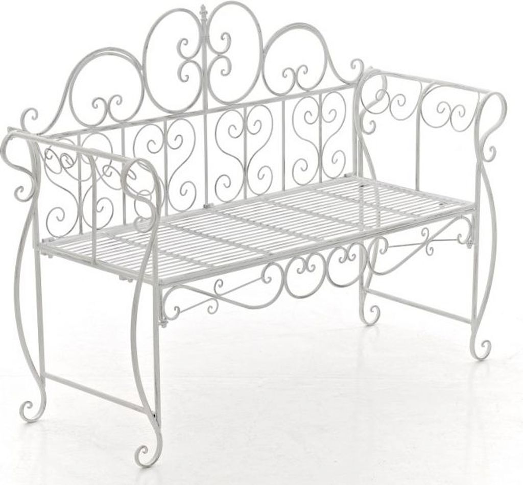 Gartenbank LENAR - Metall Weiß 128x46x94 cm | Metallbank Produktbild 