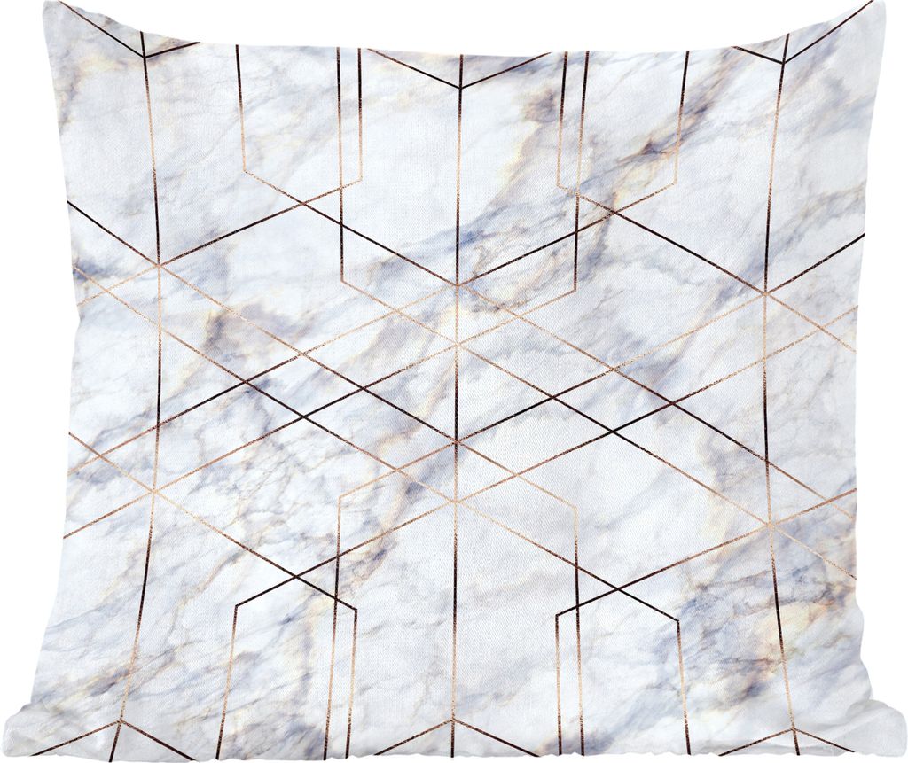 MuchoWow Zierkissen Sofakissen Wohnzimmer Dekokissen 60x60 cm Marmor - Gold - Weiß - Sitzfläche - Foto Polster
