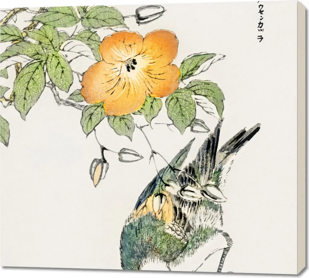 Quadro Vintage 100x90 cm Grey Starling Kashu Giapponese per Salotto
