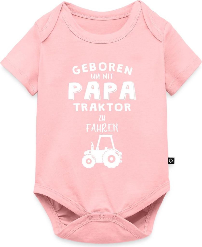 Spreadshirt Geboren Um Mit Papa Traktor Zu Fahren Kurzarm Tages Baby Body, 92 (1,5 - 2 Jahre), Rosa