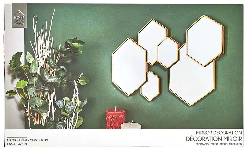 Miroir Mural Hexagonal de Décoration Design Géométrique pour le Salon - 4
