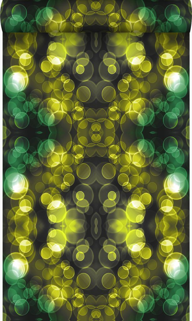Origin Wallcoverings Tapete Kaleidoskopmuster Gelb und Grün 53 cm x 10.05 m