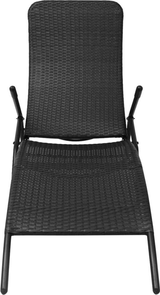 vidaXL Sonnenliege Klappbar Poly Rattan Schwarz