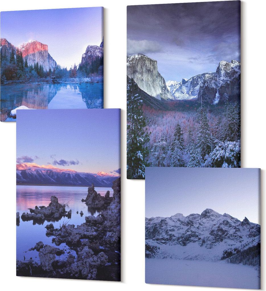 Wandbilder Leinwand 4-teilig – – Polycanvas Kunstdruck – Moderne Bilder für Wohnzimmer & Schlafzimmer – Aufhängefertig – 2x 40x40 cm +...