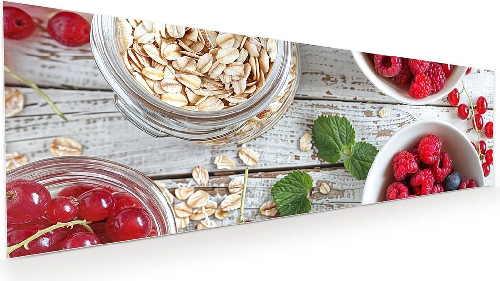 Glasbild 120x40cm in XXL für Wohnzimmer, Schlafzimmer Motiv Himmlische Beeren
