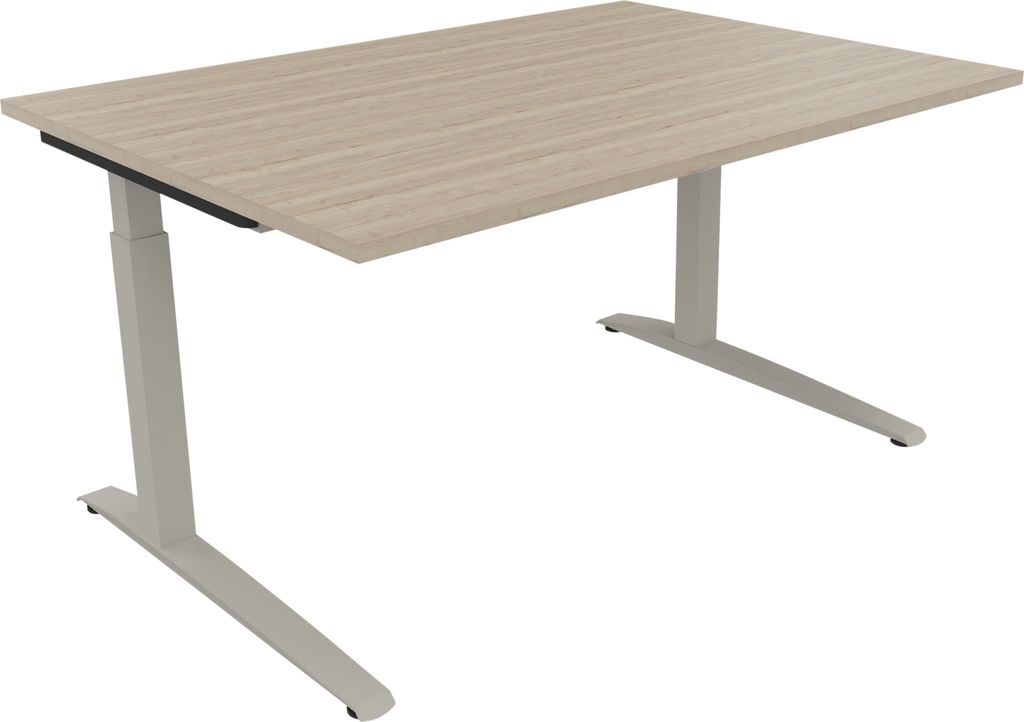 Schreibtisch Kufe Einzels. Quadrat B1400xT1000xH650-850 si/Eiche Natur