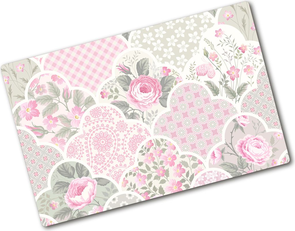 Tulup Glas Herdabdeckplatte - 80x52 cm - Glaskeramikkochfeld-Abdeckung Spritzschutz Glasabdeckplatte - Einteilig - Blumen & Pflanzen - Rosen und Or...