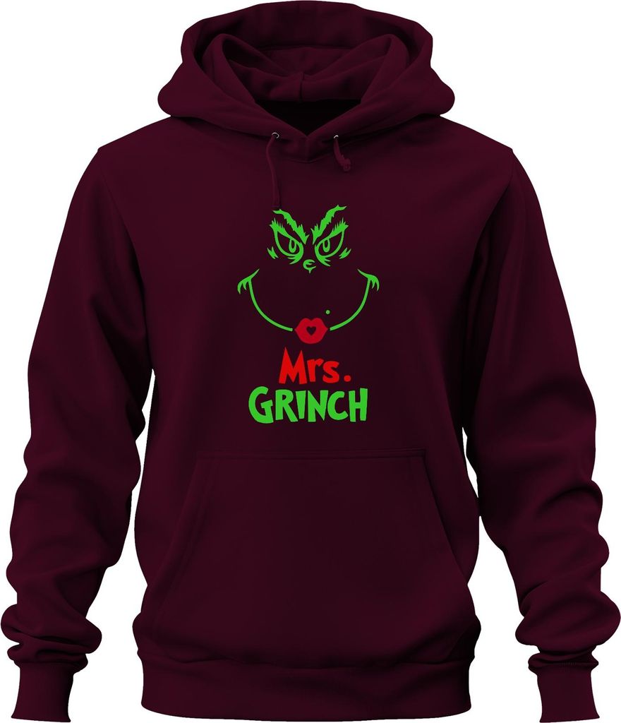 Mrs. GRINCH Weihnachten Lustig Weihnachtsfrau Grinch Geschenk Uni Hoodie Kapuzenpullover, Burgundy, 3XL