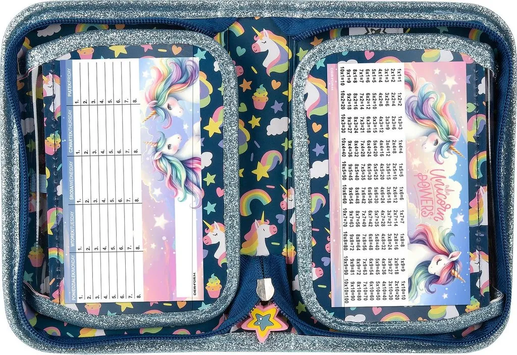 Astuccio Unicorno 3 Zip Completo Accessori Scuola Elementare 2025 - 3