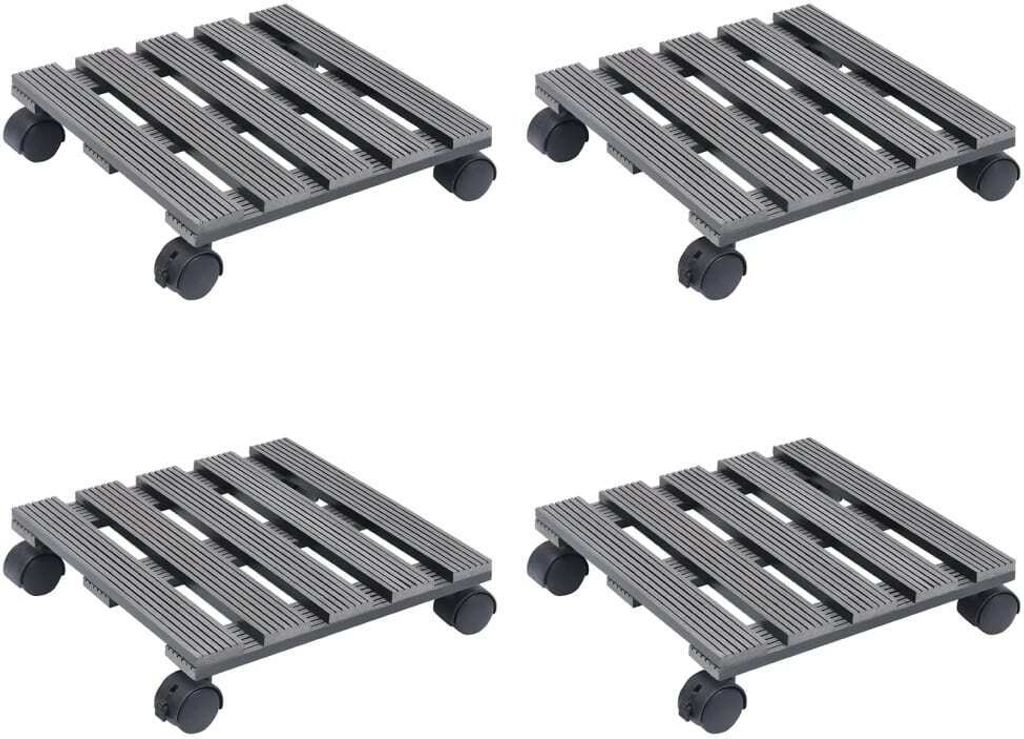 Pflanzenroller 4 Stk. Grau 30x30x7,5 cm WPC , Blumenständer Design 2024