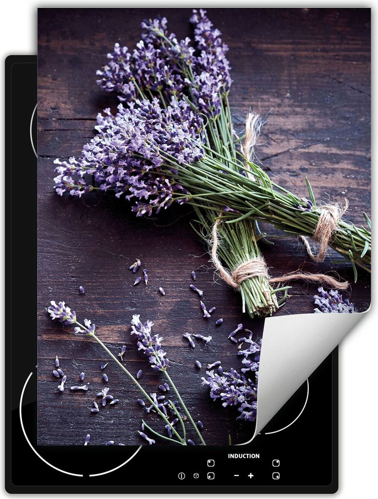 DarHaus Herdabdeckplatte Einteilig Küche Abdeckplatte für Glaskeramikfeld Abdeckung Induktionskochfeld Aufrollbare Matte 40x52 cm, Lavendel - Holz