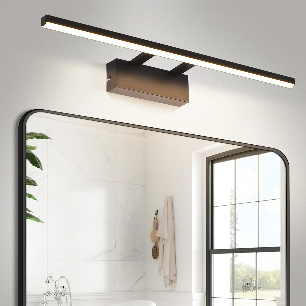 Applique Murale Salle de Bain Noire 60cm - Luminaire Miroir LED 4000K