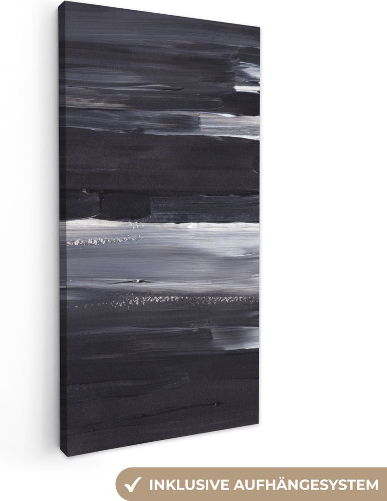 MuchoWow - Leinwandbilder - Farbe - Abstrakt - Schwarz, Wandbild, Wanddeko Bilder Wohnzimmer, 40x80 cm