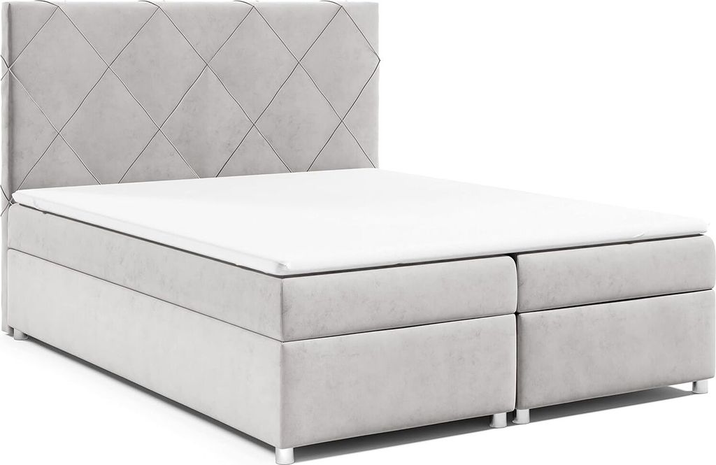 Best for Home Boxspringbett mit Bettkasten Trinity K-7 Bonellfederkern inkl. Topper, mit Lieferung, Aufbau & Entsorgung 180x200-Silber