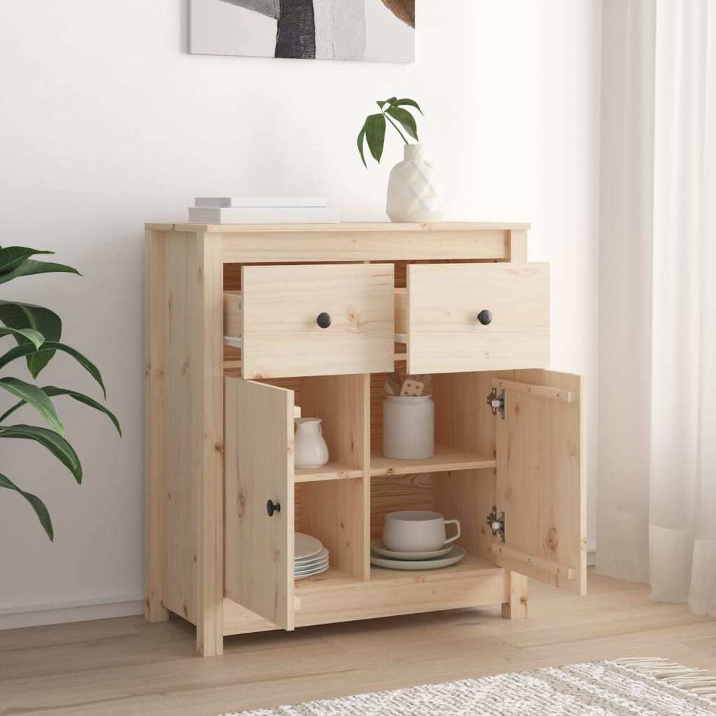 Cloris DesignMöbel Kommoden - Braun Sideboard 70x35x80cm Massivholz Kiefer Schlichtes1667350