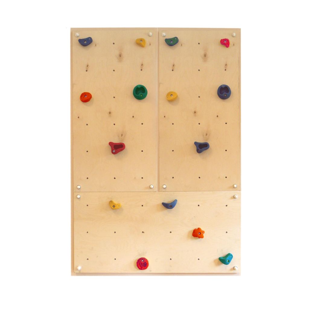 Kletterwand Indoor mit bunten Klettersteinen und Montagematerial für Kinder und Erwachsene Größe: 3 Platten (1,95 m²)