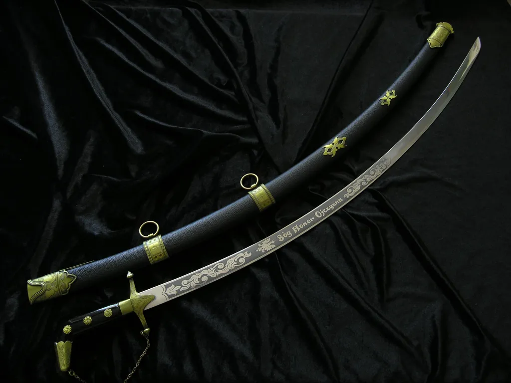 Sabre historique gravé Dieu Honneur Patrie - Finition acier et fourreau