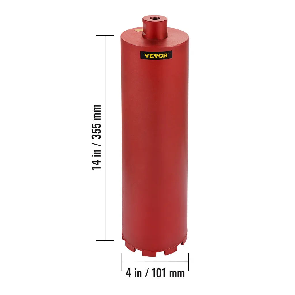 VEVOR carotatrice diamantata a secco diametro 101 mm, carotatrice diamantata lunghezza totale 400 mm, carotatrice professionale diamantata e in lega di alluminio lunghezza di lavoro 355 mm, carotatrice e trapano manuale - 8