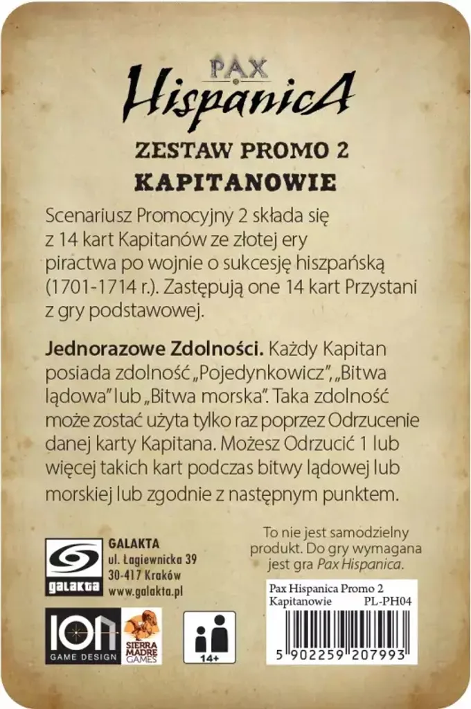 Pax Hispanica Promo set 2 Captains - Extension Jeu de Plateau Galakta