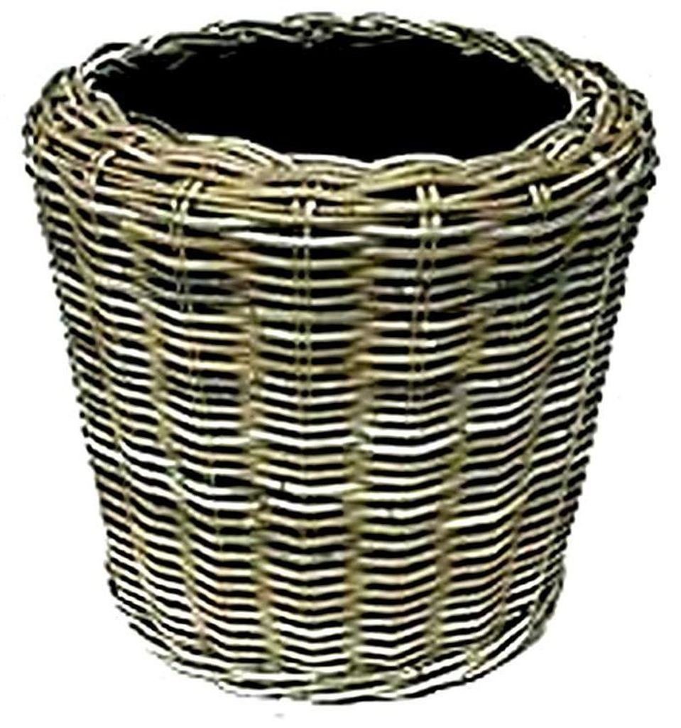 Pflanzkorb Rattan Rund – Beigegrau - Weidenkorb mit Einsatz Produktbild 