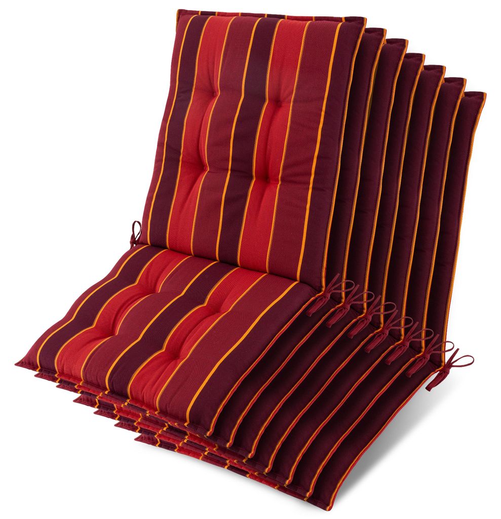 Beautissu 7er Set Sun-NL Niederlehner Auflage 100x50x8cm Rot-Gestreift