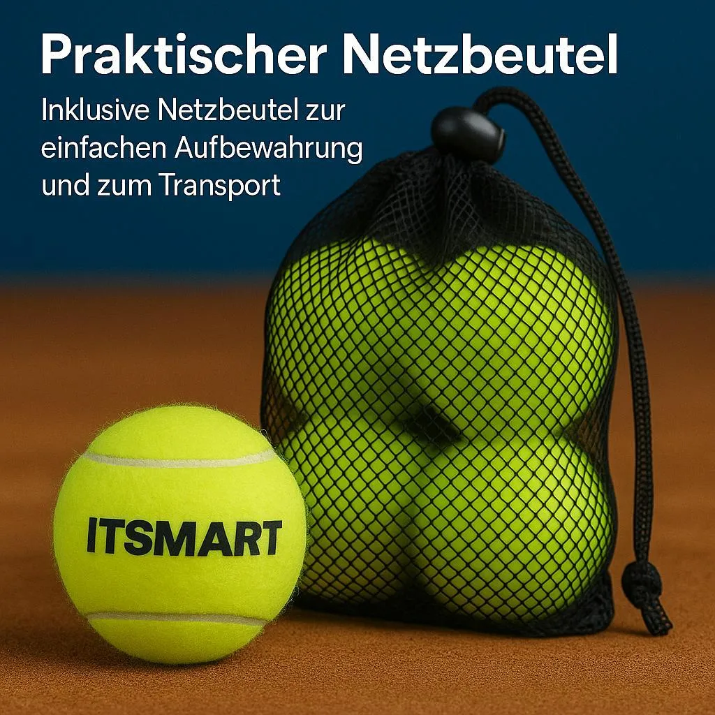 Balles de tennis résistantes pour chien avec sac filet, lot de 6 pièces - 4