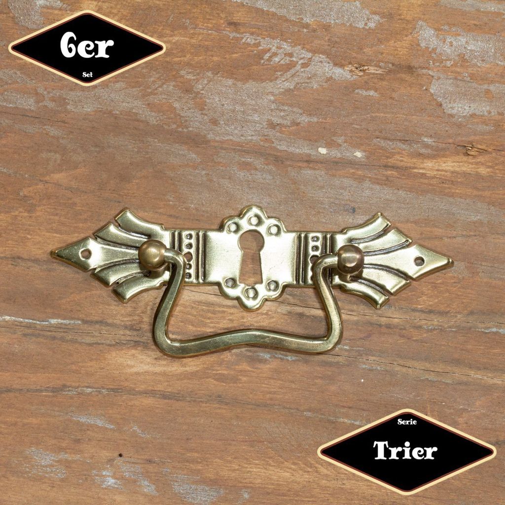 Schubladengriff, Serie"Trier",6er Pack | Messing gl. | H4,5xB12,5cm
