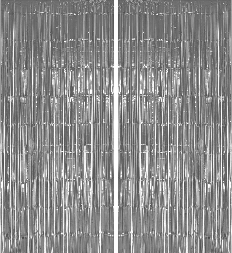 2x Lametta Vorhang - silber - 91x244 cm Produktbild 
