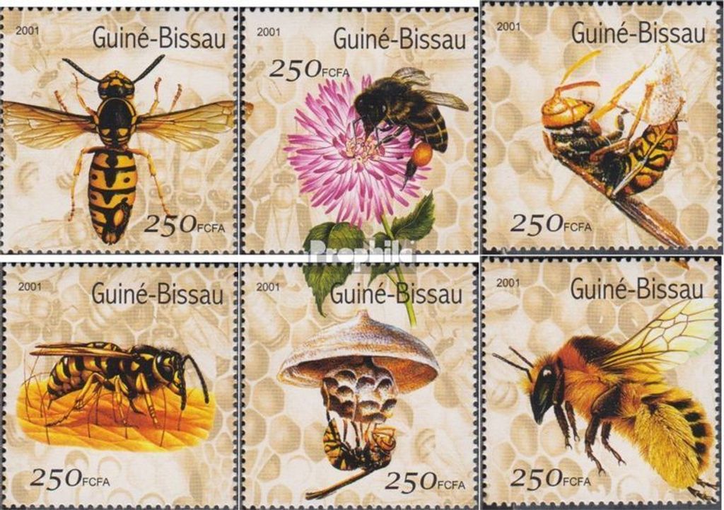 Briefmarken Guinea-Bissau 2001 Mi 1510-1515 (kompl.Ausg.) postfrisch Wespen und Bienen