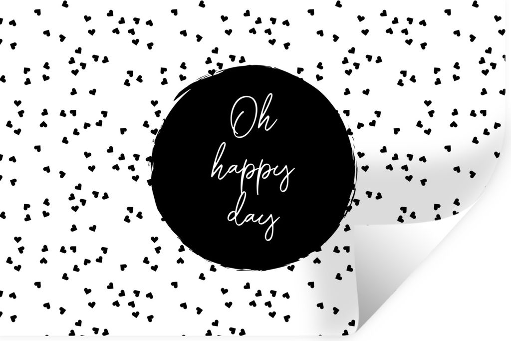 MuchoWow Wandtattoo Wandsticker Wandaufkleber Zitate - Text - Oh happy day - Glück 90x60 cm Selbstklebend und Repositionierbar - Aufkleber