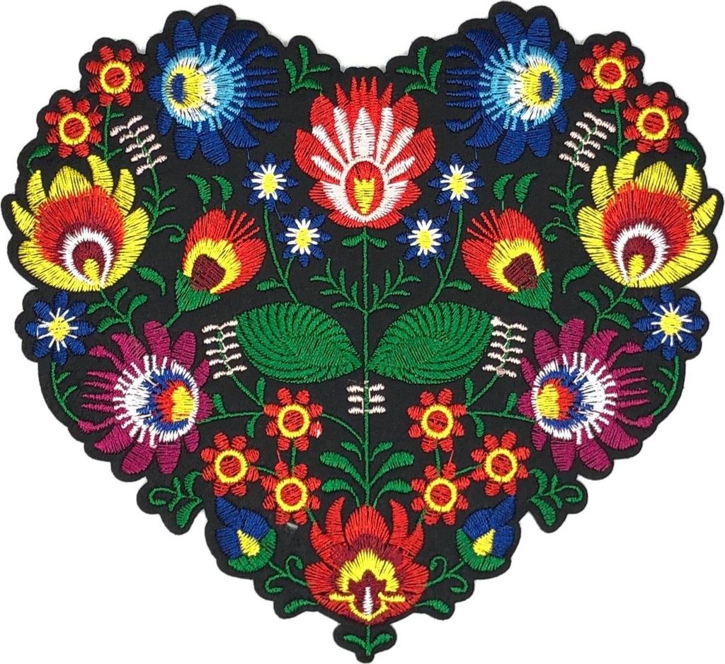 Lychee Floral Flower Power Herz XL-Emblem-Aufnäher zum Aufbügeln