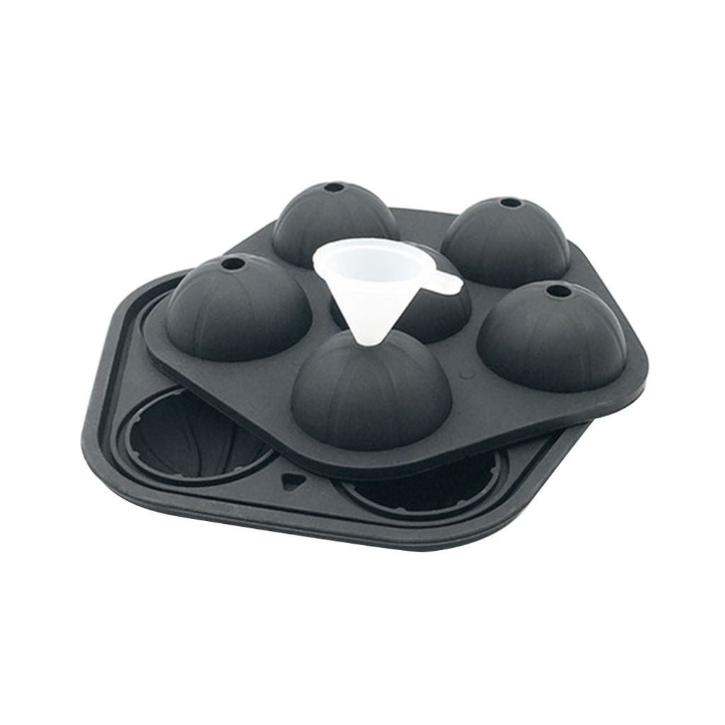 6-Cavity Basketball Silikon Eiswürfel Sahne Whisky Maker Tablett Form Küchenwerkzeug Schwarz 165g